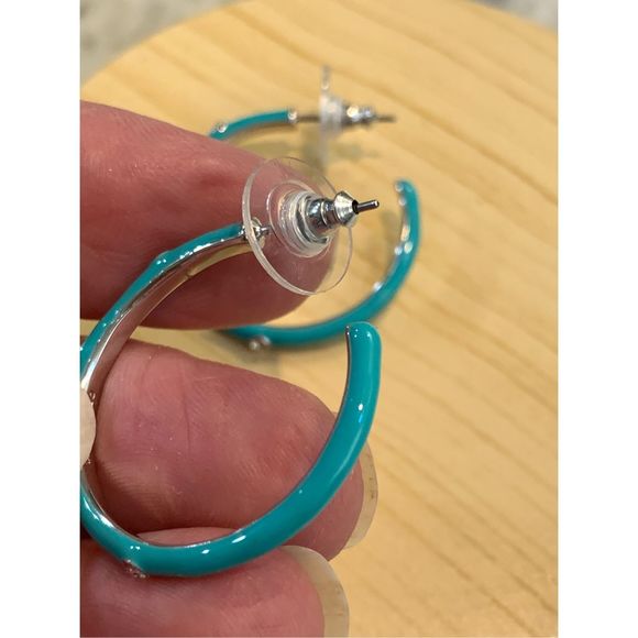 Turquoise and Crystal Hoop Earrings #sparkle #hoop earrings #turquoise - Picture 4 of 4